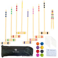 Speedarmis 8 Players Croquet Set - 28In Pine Wooden Mallets, Colored Pe Ball, Wickets, End Stakes, Lawn Backyard Outdoor Game Se