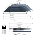 G4Free 68 Inch Automatic Open Golf Umbrella Double Canopy Extra Large Oversize Windproof Waterproof Stick Umbrellas(Navy Blue)