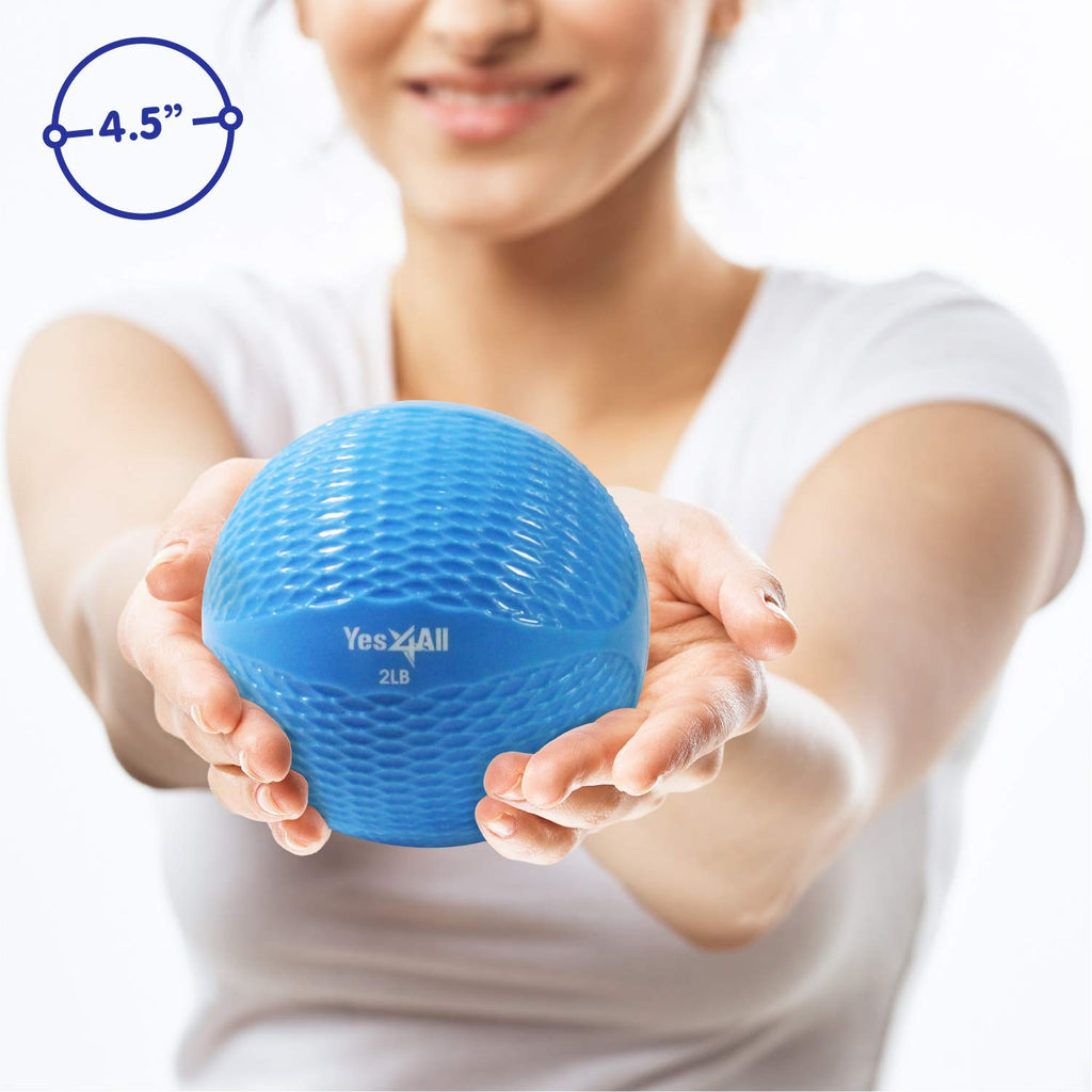 Yes4All Soft Weighted Toning Ballmedicine Ball & Exercise Pilates Ring - Multi Colors & Weights Available (Blue - Size: 2Lbs)