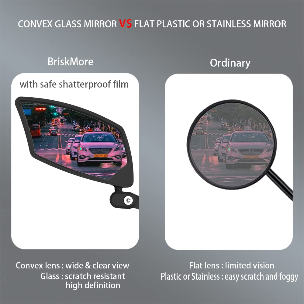 Briskmore Handlebar Bike Mirror, Anti-Glare Blue Convex Glass Lens For Flat Handlebars, Scratch Resistant, Ajustable And Rotatab