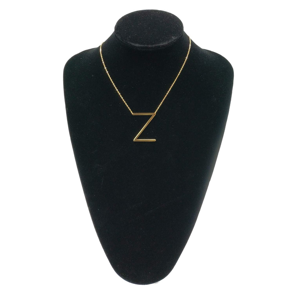 Momol Sideways Initial Necklace 18K Gold Plated Stainless Steel Large Big Letter Z Pendant Necklace Script Name Monogram Necklac