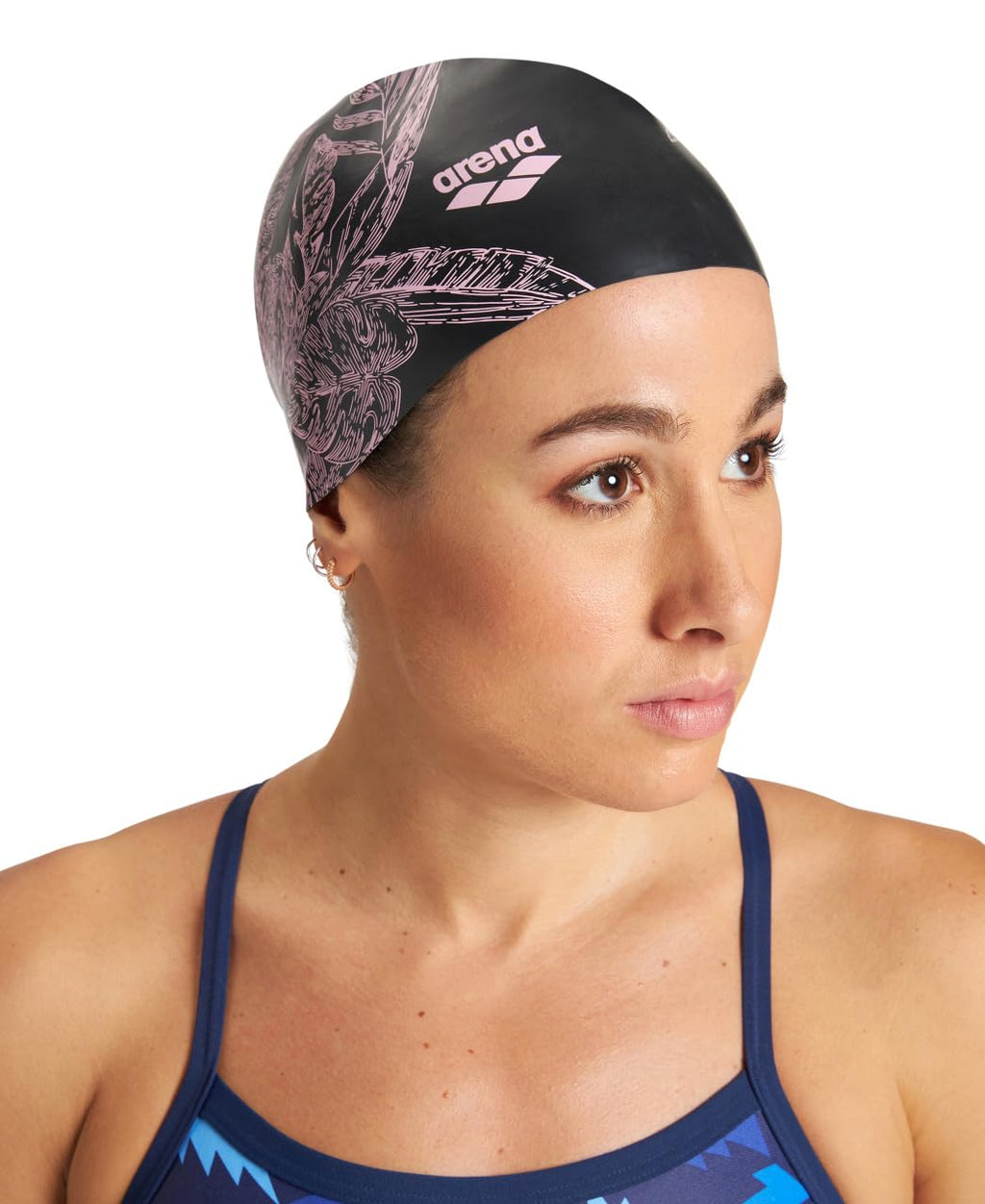Arena Sirene Silicone Long Hair Swim Cap For Women, Cecilia Black