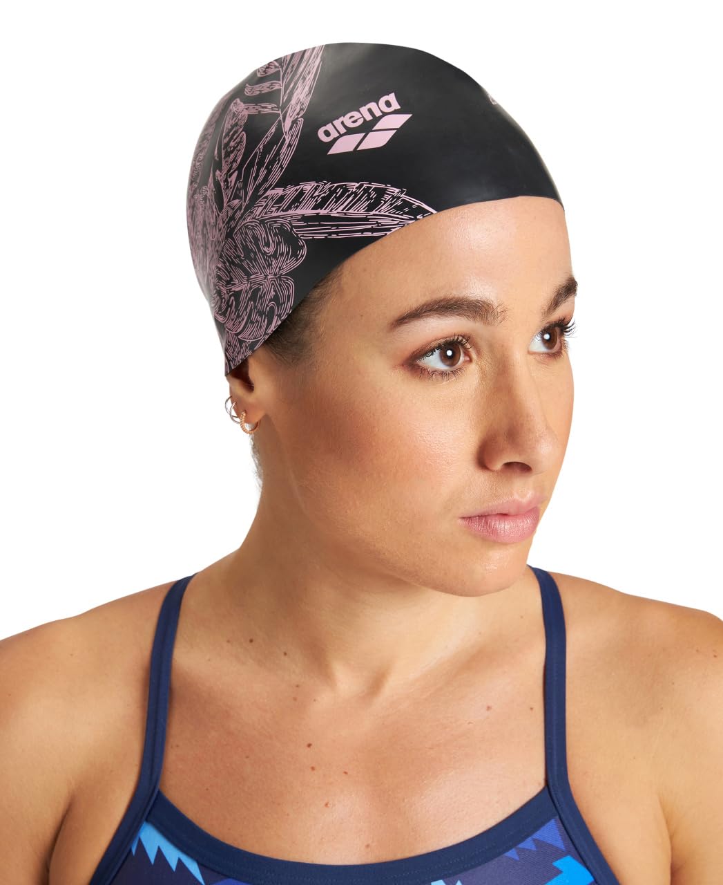 Arena Sirene Silicone Long Hair Swim Cap For Women, Cecilia Black
