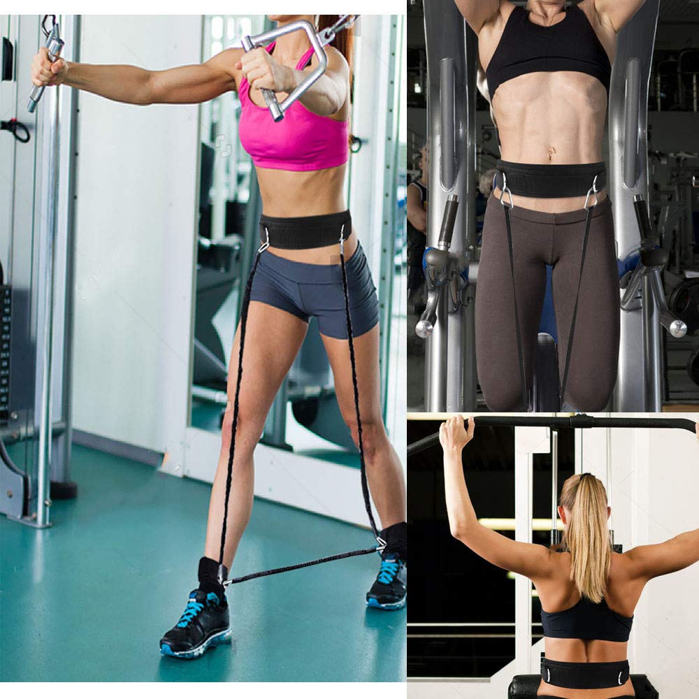 Hyvawo Waist Belt Neoprene Padded Gym Pulley Strap With Rings For Cable Machines Fitness Exercise Speed Agility Resistance Train