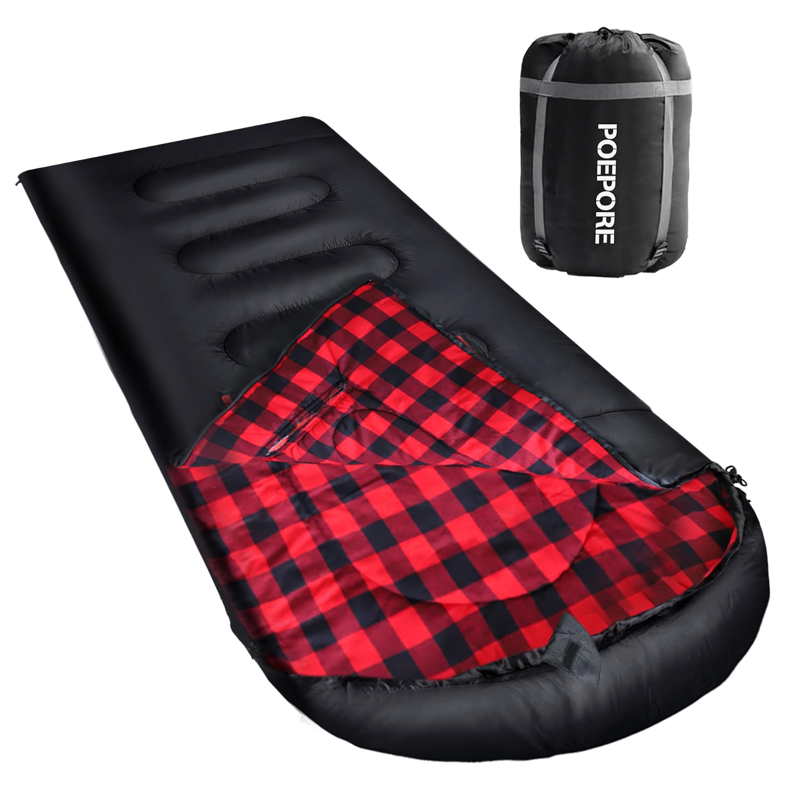 Poepore Flannel Sleeping Bag Cotton 0 Degree Cold Weather For Adults Xxl Wearable Sleeping Bag 4 Seasons Waterproof With Compres