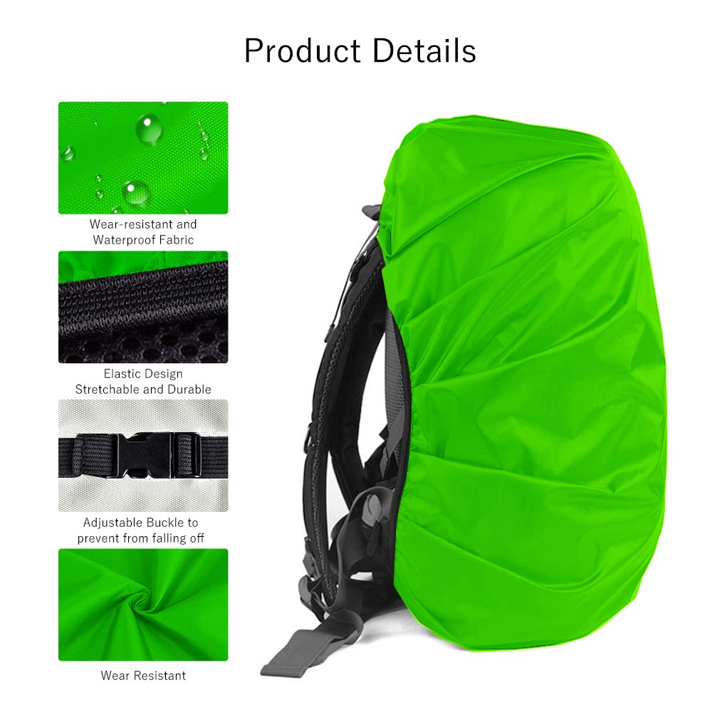 Lama 2Pcs Waterproof Rain Cover For Backpack, Reflective Rainproof Protector For Anti-Dust And Anti-Theft M 30L-40L Black Green