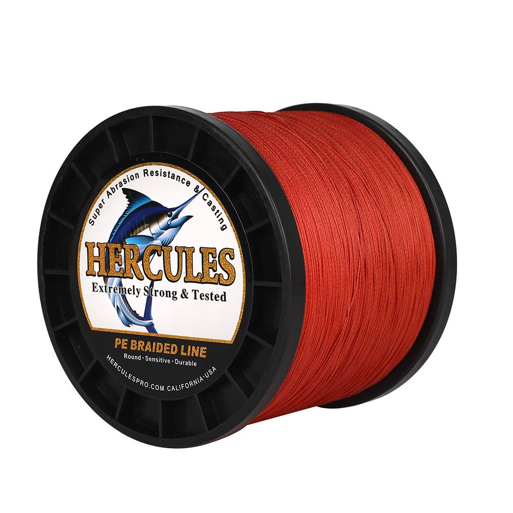 Hercules Braided Fishing Line 2000M 2187Yds 10Lbs-200Lbs Pe Superline 8 Strands (Red 120Lb/54.5Kg 0.58Mm)