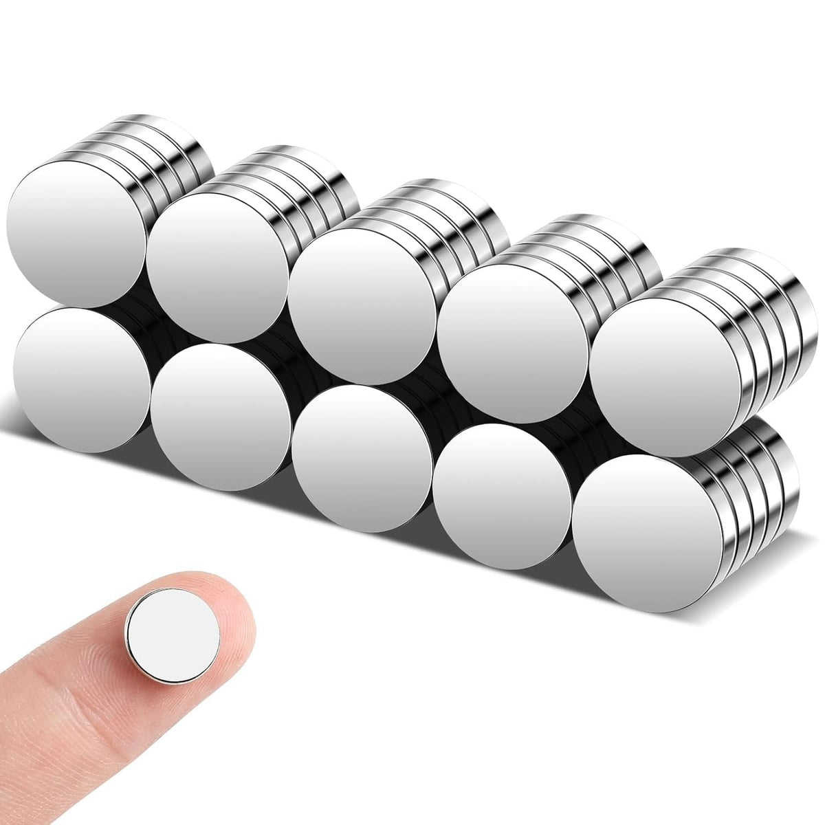 KRYTONE Silver Round Set (6 X 1.5MM) Use as Fridge Magnet, Door, Kitchen Organiser Magnet, Multipurpose Office (100)