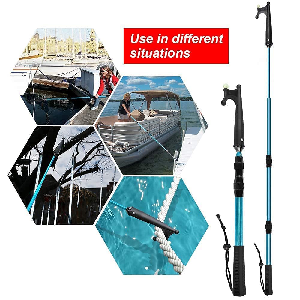 Sanlike Boat Hooks For Docking Extension Pole Hook Telescopic Boat Pole With Luminous Bead, Lightweight Floating, Non-Slip Rubbe