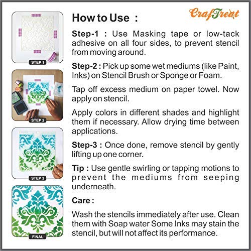 Craftreat Texture Stencils For Painting On Wood, Canvas, Paper, Fabric, Floor, Wall And Tile - Stripes And Halftone Circles - 2