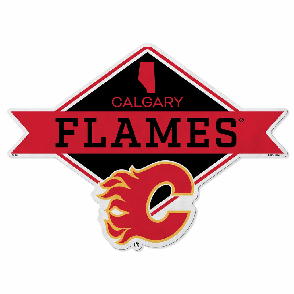 Rico Industries Nhl Calgary Flames Diamond Shape Cut Pennant - Home And Living Room D  Cor - Soft Felt Ez To Hang