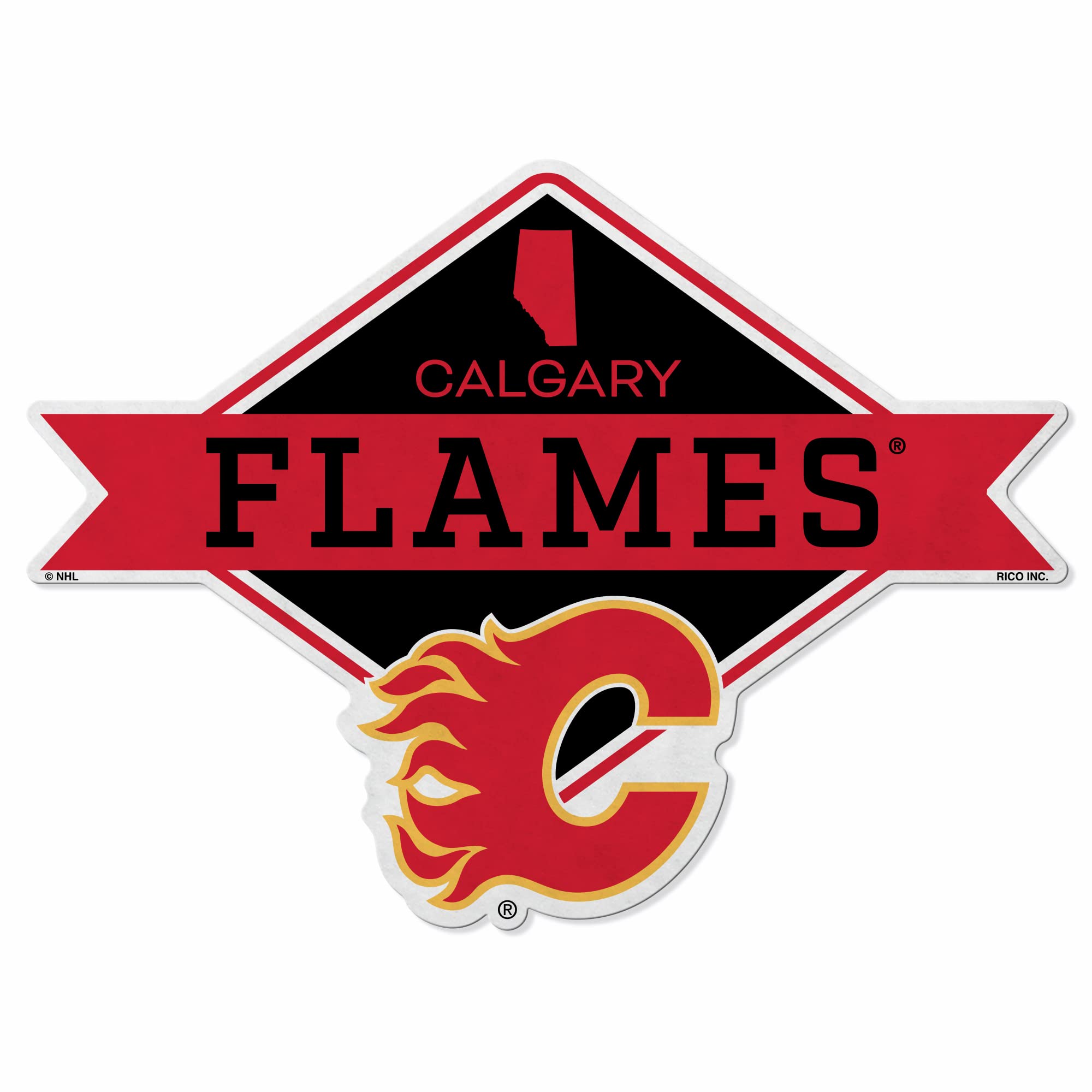 Rico Industries Nhl Calgary Flames Diamond Shape Cut Pennant - Home And Living Room D  Cor - Soft Felt Ez To Hang