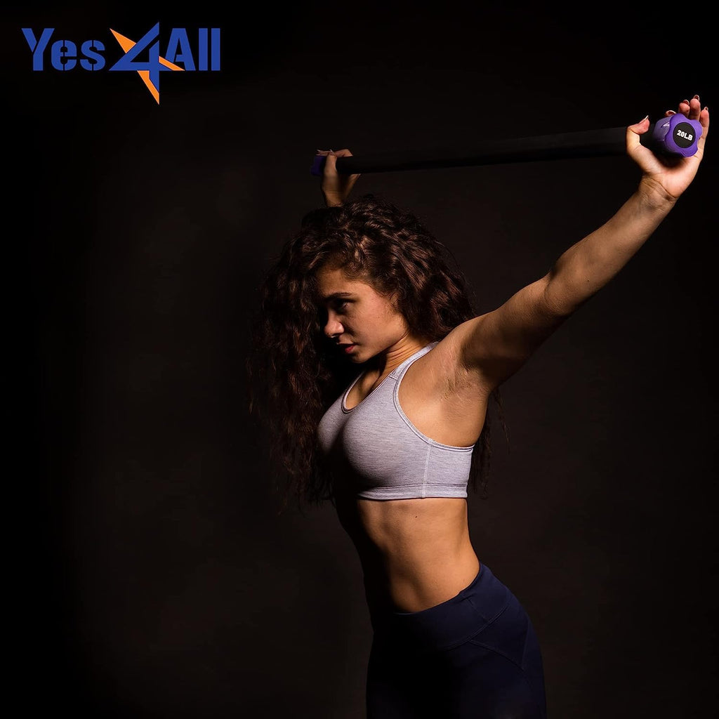 Yes4All Total Body Workout Weighted Pilates Bar, Body Bar For Exercise, Therapy, Aerobics, And Yoga, Strength Training, 5Lbs