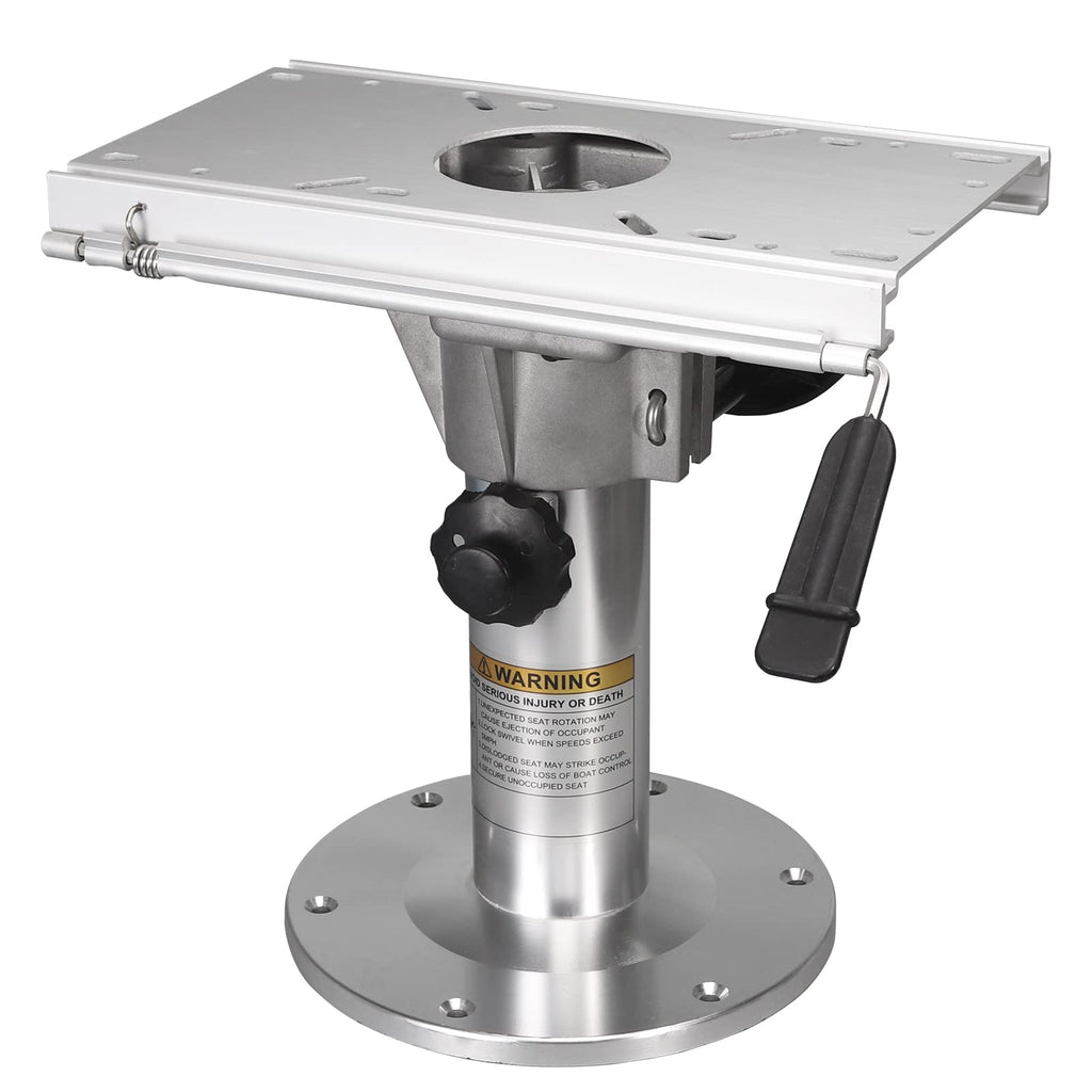 Onhi Adjustable Aluminum Boat Seat Pedestal 14-20 Inch Height With Slide, Locking Mechanism, Silver Matte Brushed Finish, Ideal