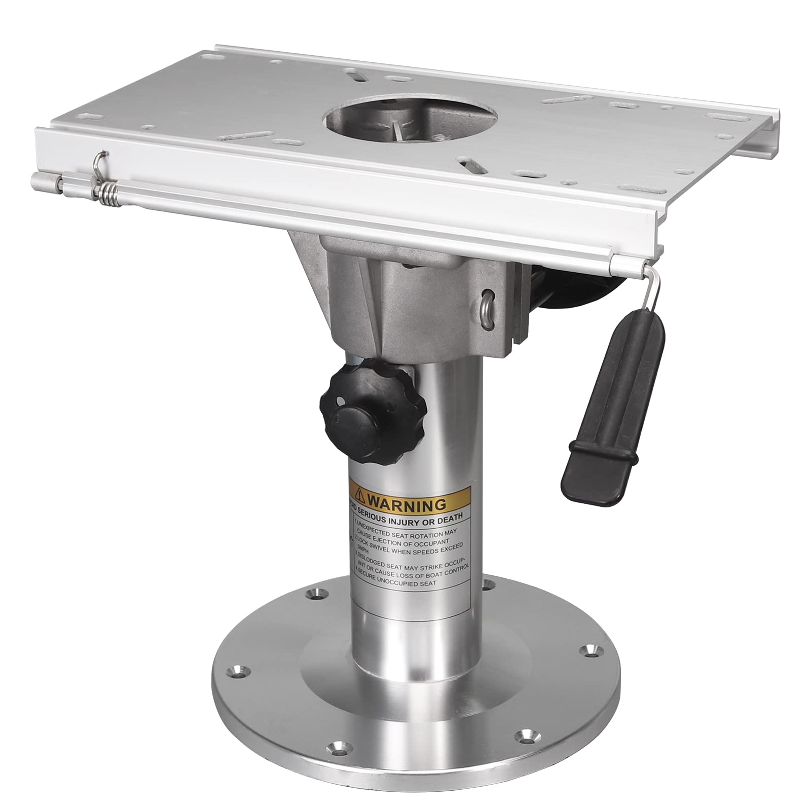 Onhi Adjustable Aluminum Boat Seat Pedestal 14-20 Inch Height With Slide, Locking Mechanism, Silver Matte Brushed Finish, Ideal