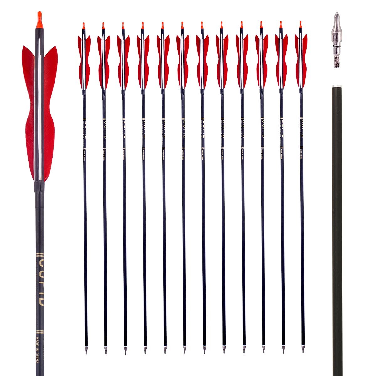 30Inch Carbon Arrow Archery Hunting/Targeting Practice Arrows With 5 Turkey Feathers For Compound Recurve Longbow 12Pack