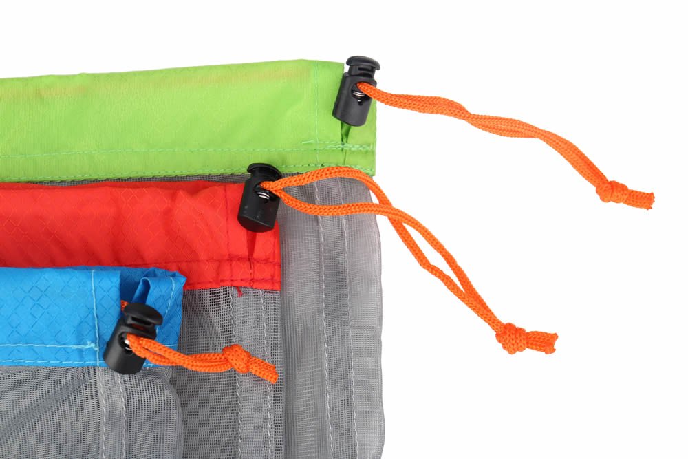 Stuff Sack Set Of 3 Lightweight Nylon Mesh Drawstring Storage Bag For Travelling Hiking