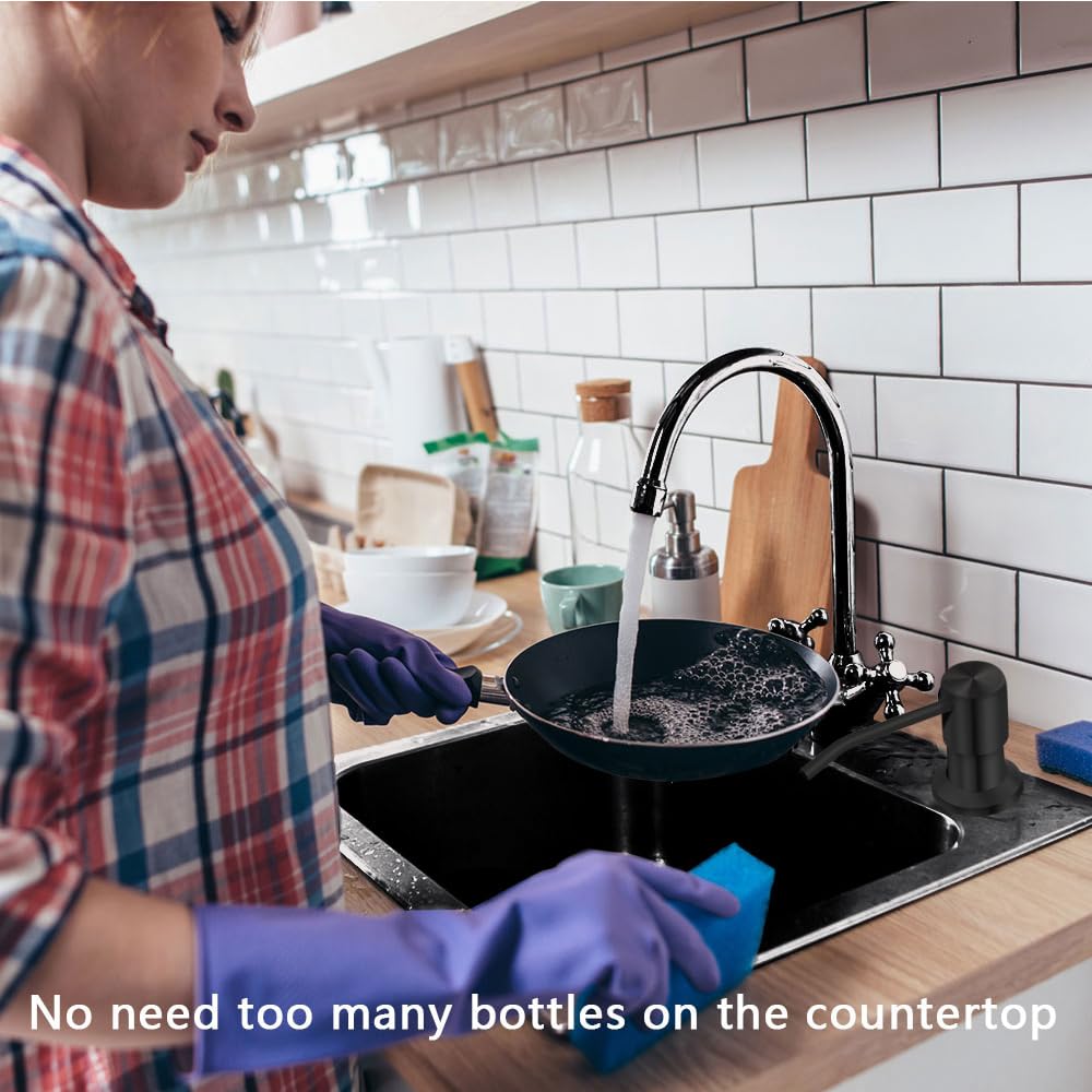 Soap Dispenser For Kitchen Sink, Countertop Soap Dispenser Pump, 47 Silicone Extension Tube Connect To The Soap Bottle Directly,