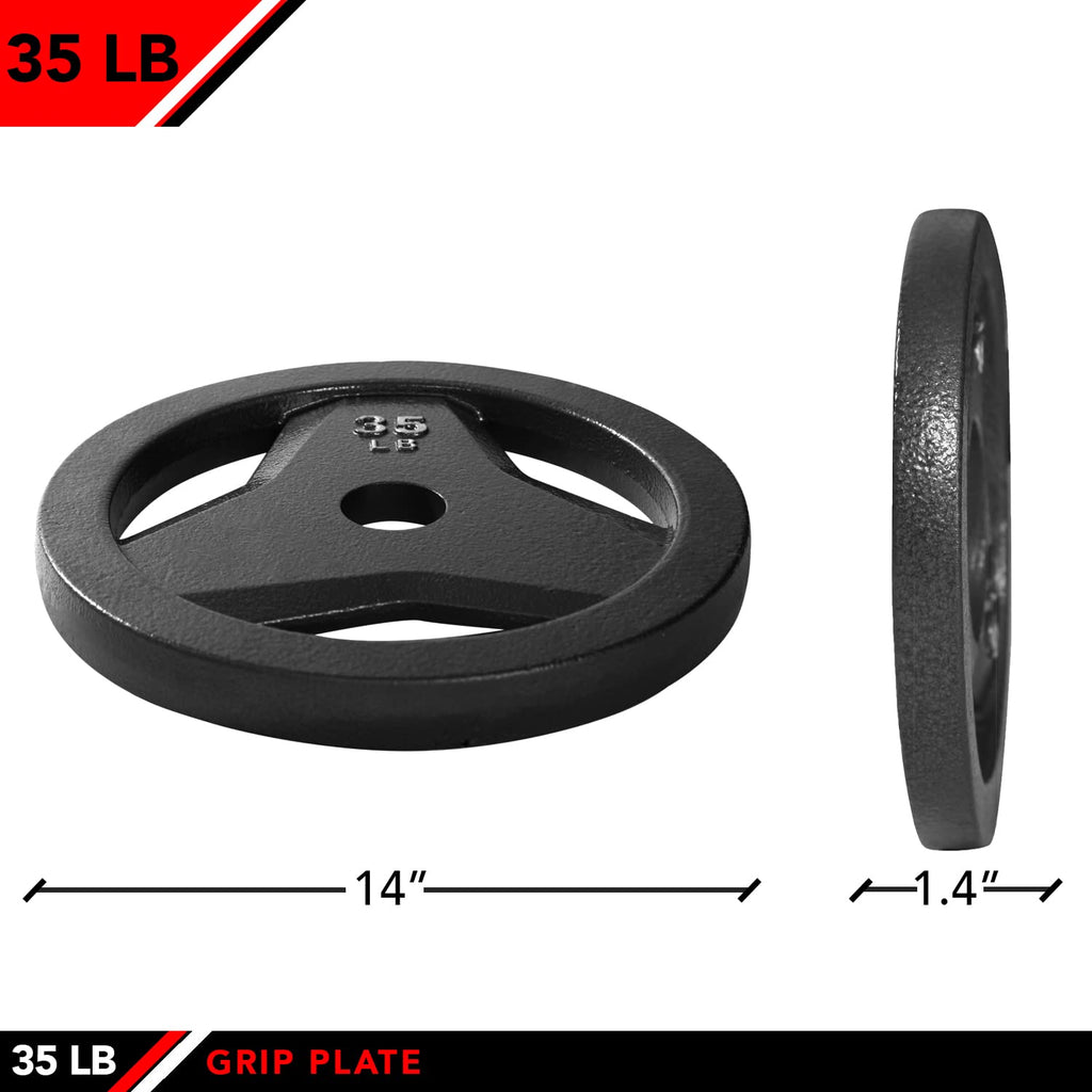 Jfit Cast Iron Olympic 2-Inch Grip Plate For Barbell, Single Plate, 35 Lb