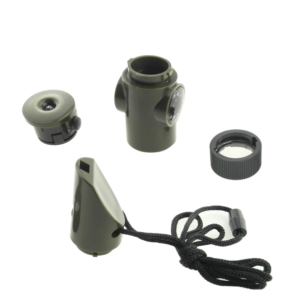 Trendbox Multifunctional 7 In 1 Camping Hiking Outdoor Whistle With Compass Magnifier Led Flashlight Thermometer For Emergency S