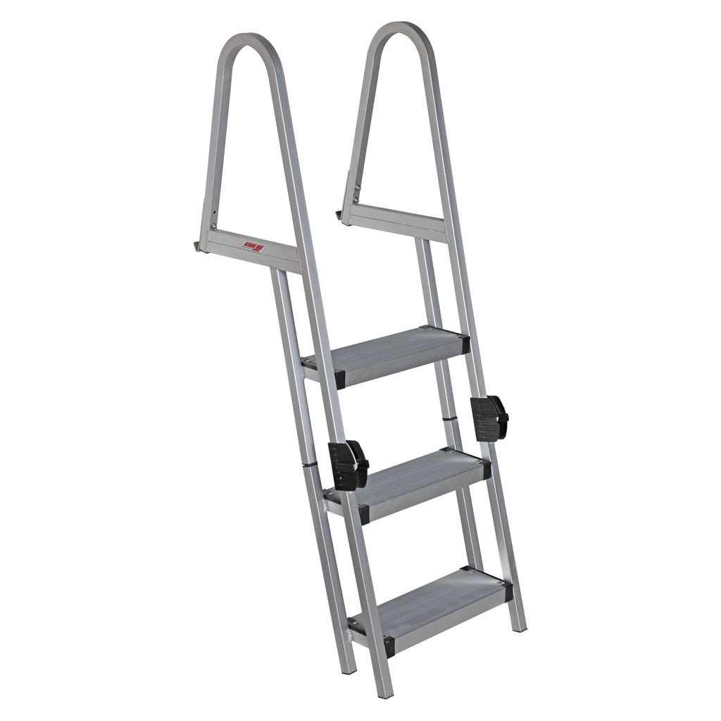 Extreme Max 3005.5284 Heavy-Duty Aluminum Pontoon & Dock Ladder with 15.75 Wide Fold-Up Steps - 3-Step, 300 lbs. Weight Capacity