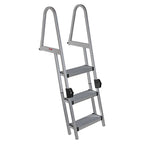 Extreme Max 3005.5284 Heavy-Duty Aluminum Pontoon & Dock Ladder with 15.75 Wide Fold-Up Steps - 3-Step, 300 lbs. Weight Capacity