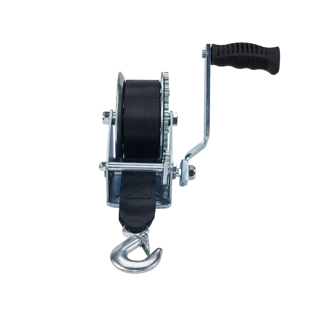 Openroad Boat Winch 1500Lbs Hand Winch,For Boat Trailer Towing Winch, With 26Ft Black Strap And Brake Ratchet