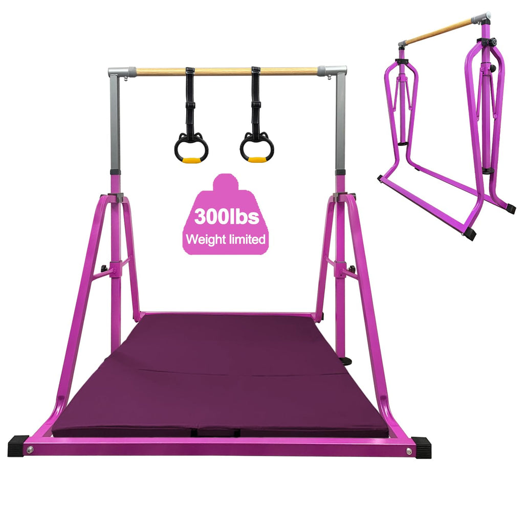 Foldable & Movable Gymnastics Kip Bar,Horizontal Bar For Kids Girls Junior,No Wobble Gym Equipment For Home Indoor,3 To 5 Adjust
