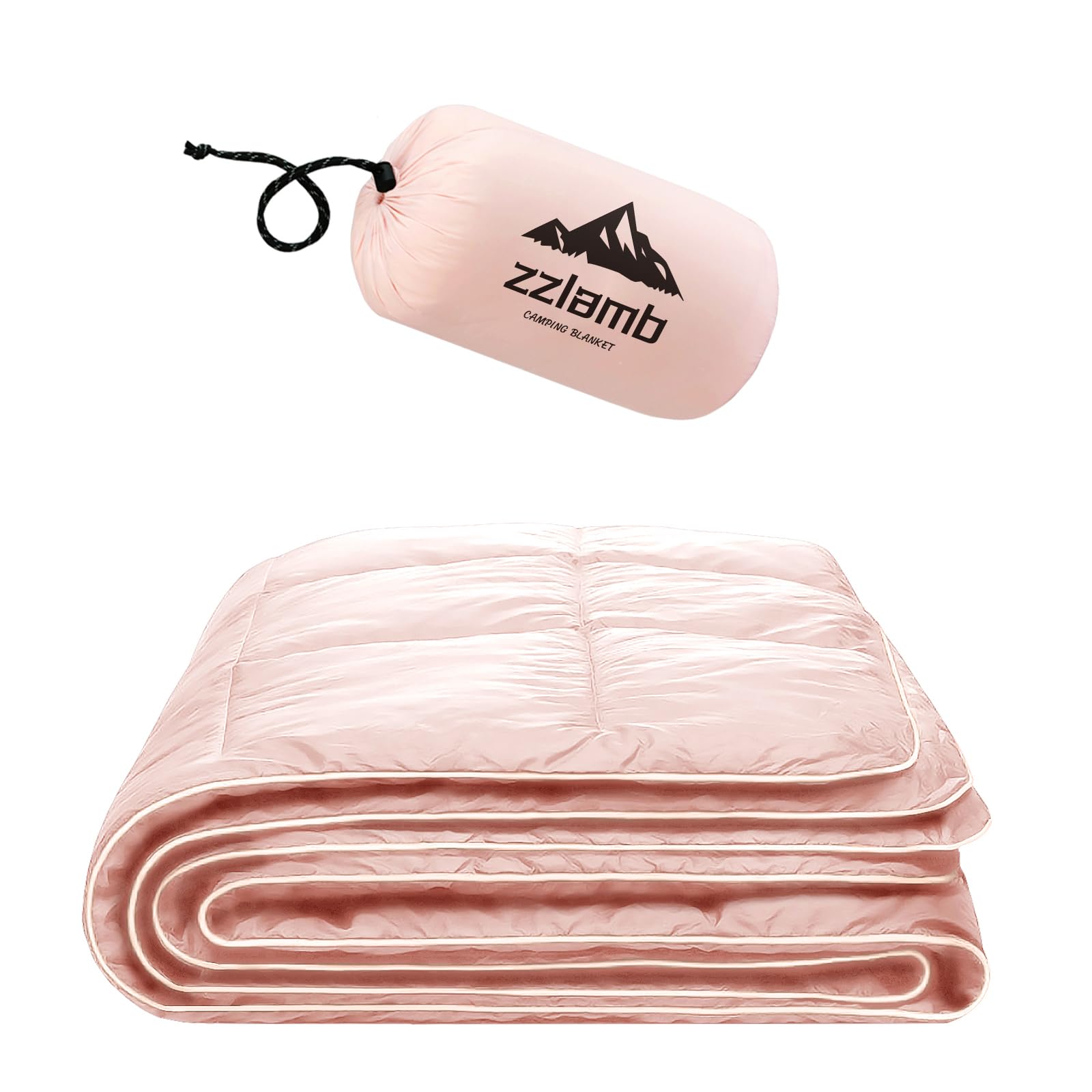 Zzlamb Cherry Pink Basic Water-Repellent Down Alternative Camping Blanket For Adults, Compact Lightweight Soft Puffy Blanket, Wa