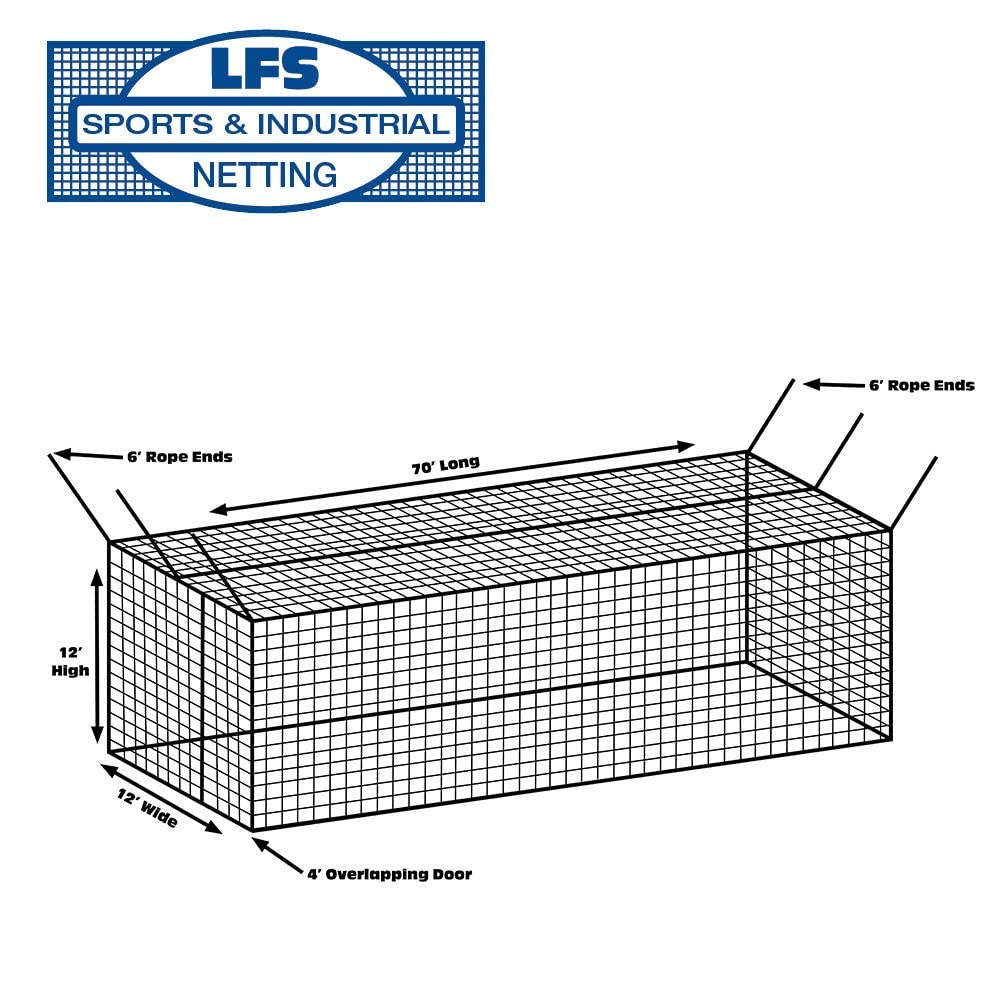 Lfs Sport Netting #42 Hdpe Batting Cage Net - 12' X 14' X 70'