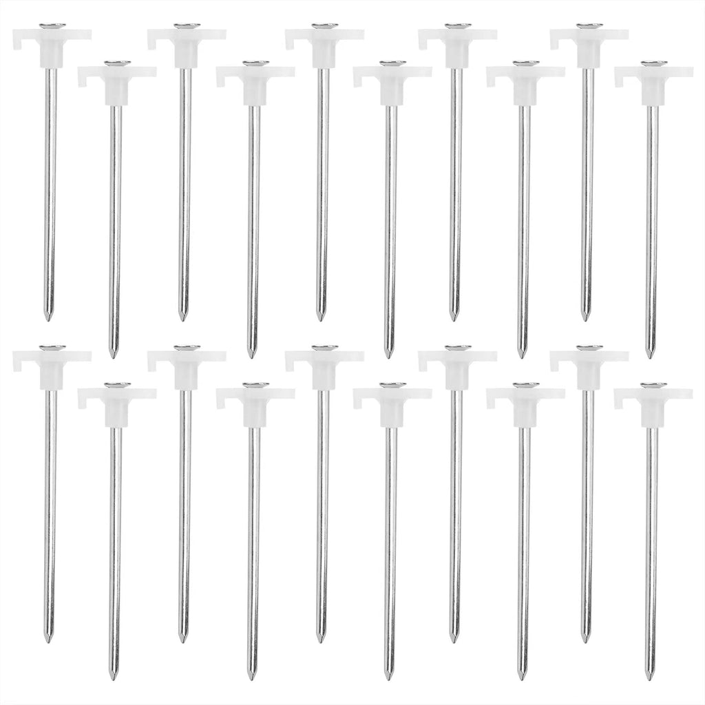 Tent Stakes, Galvanized Steel Pop Up Tent Stakes Pegs With Fluorescent Stopper For Pitching Camping Tents Canopy (White 20Pcs)