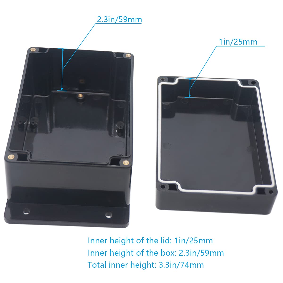 Junction Box, Zulkit Project Box Waterproof Dustproof Ip65 Abs Universal Electrical Boxes Enclosure With Fixed Ear Black 630 X 4