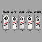 Majek Retro Golf Headcovers White Red And Black Vintage Leather Style 1 3 5 X H Driver Fairway And Hybrid Head Covers Fits 460Cc
