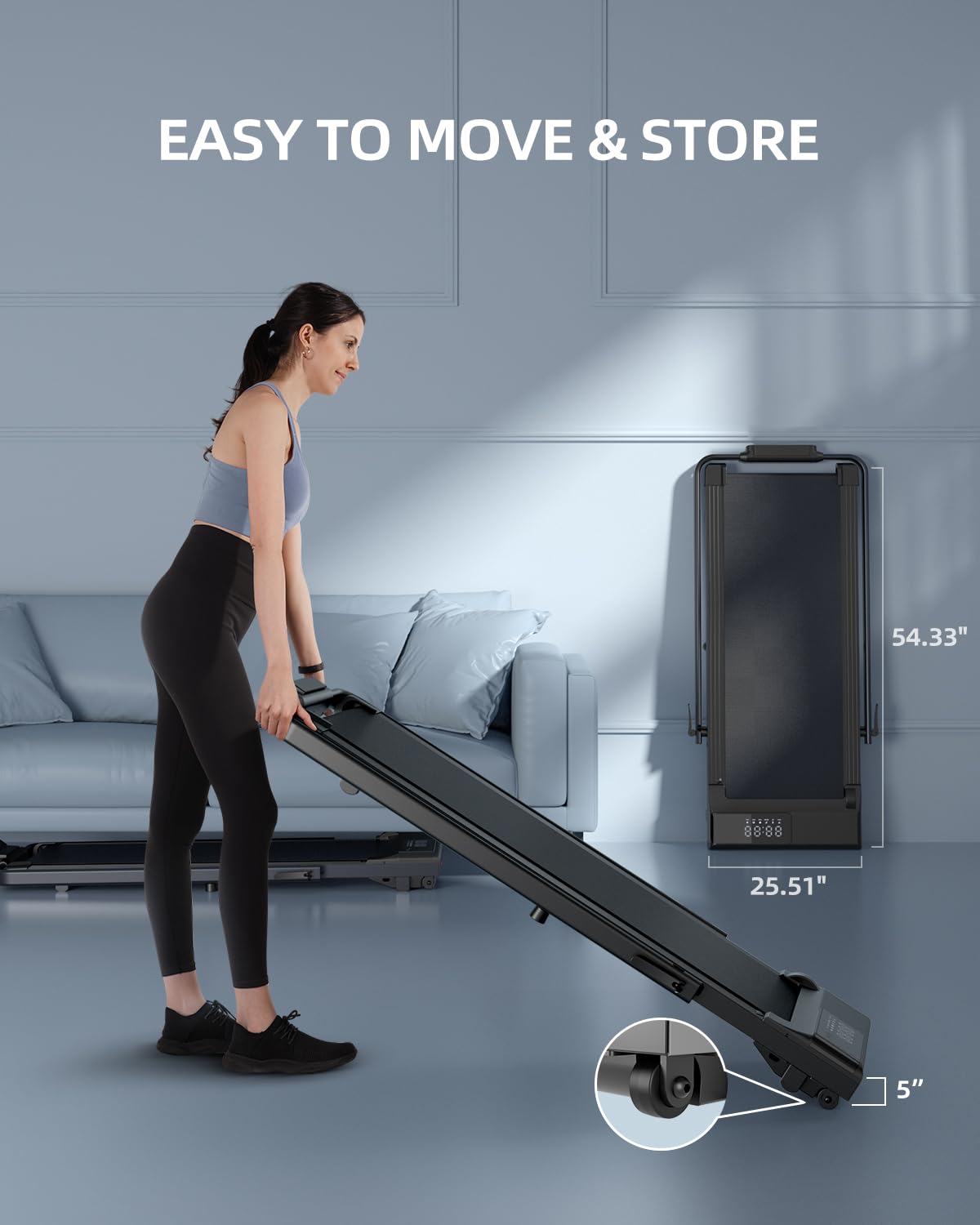 Walking Pad Treadmill With Handle Bar 3.0 Hp Foldable Treadmills 300Lbs Capacity Folding Walking Pad 3 In 1 Under Desk Treadmill