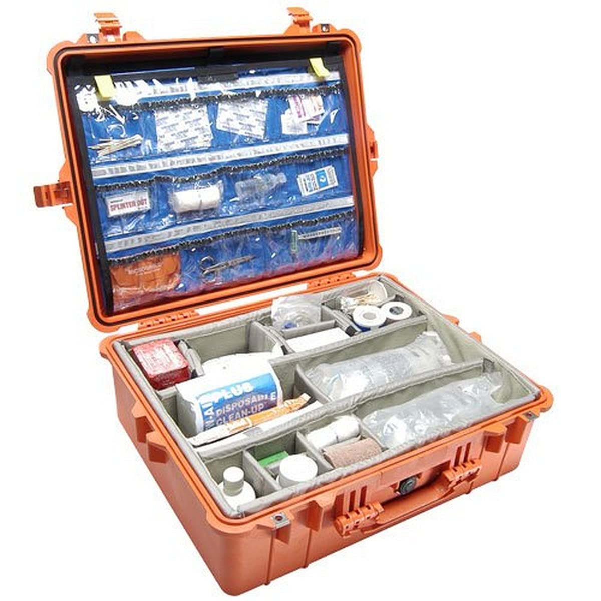 Pelican 1600 Case with Lid Organizer and Padded Dividers (Orange)