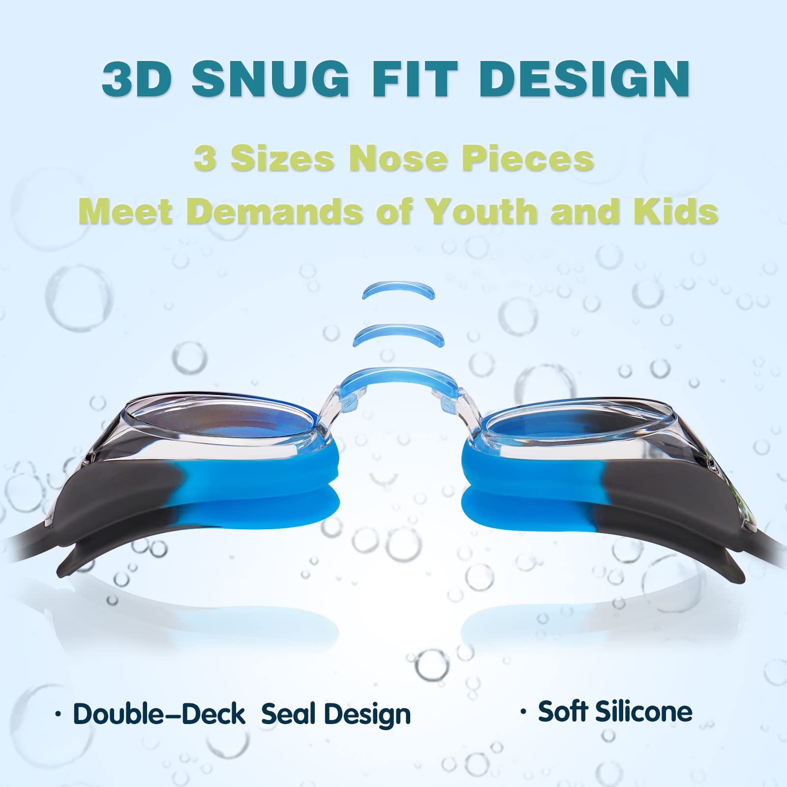 Keary 2 Pack Kids Swim Goggles Swimming Goggles For Toddler Children Girls Boy Youth, Anti-Fog Waterproof Anti-Uv Flat Lens Clea