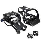 Bv Bike Pedals Shimano Spd/Look Delta Compatible 9/16'' With Toe Clips - Peloton Pedals For Regular Shoes - Toe Cages For Peloto
