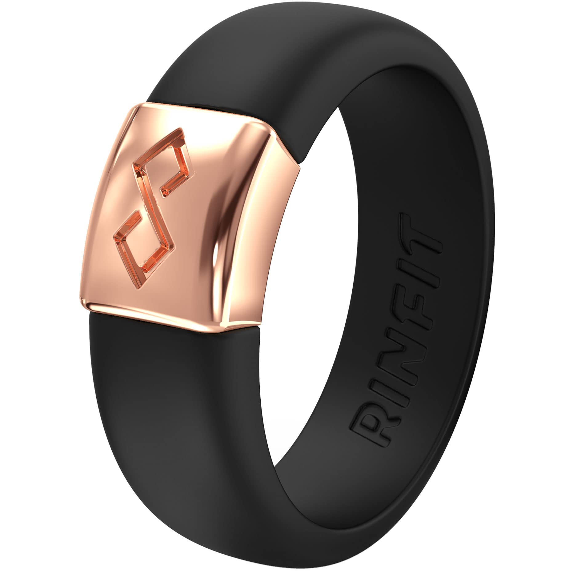 Rinfit Silicone Rings For Women - Silicone Wedding Bands Women - Infinity Ring With Metal Plate - Rubber Rings Women - Metalnfin