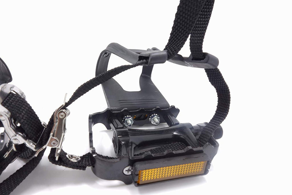 Newsty Bike Pedals With Toe Cages And Straps - Bicycle Toe Clips Cage Compatible With Peloton Bike Spin Bike For Regular Shoes I