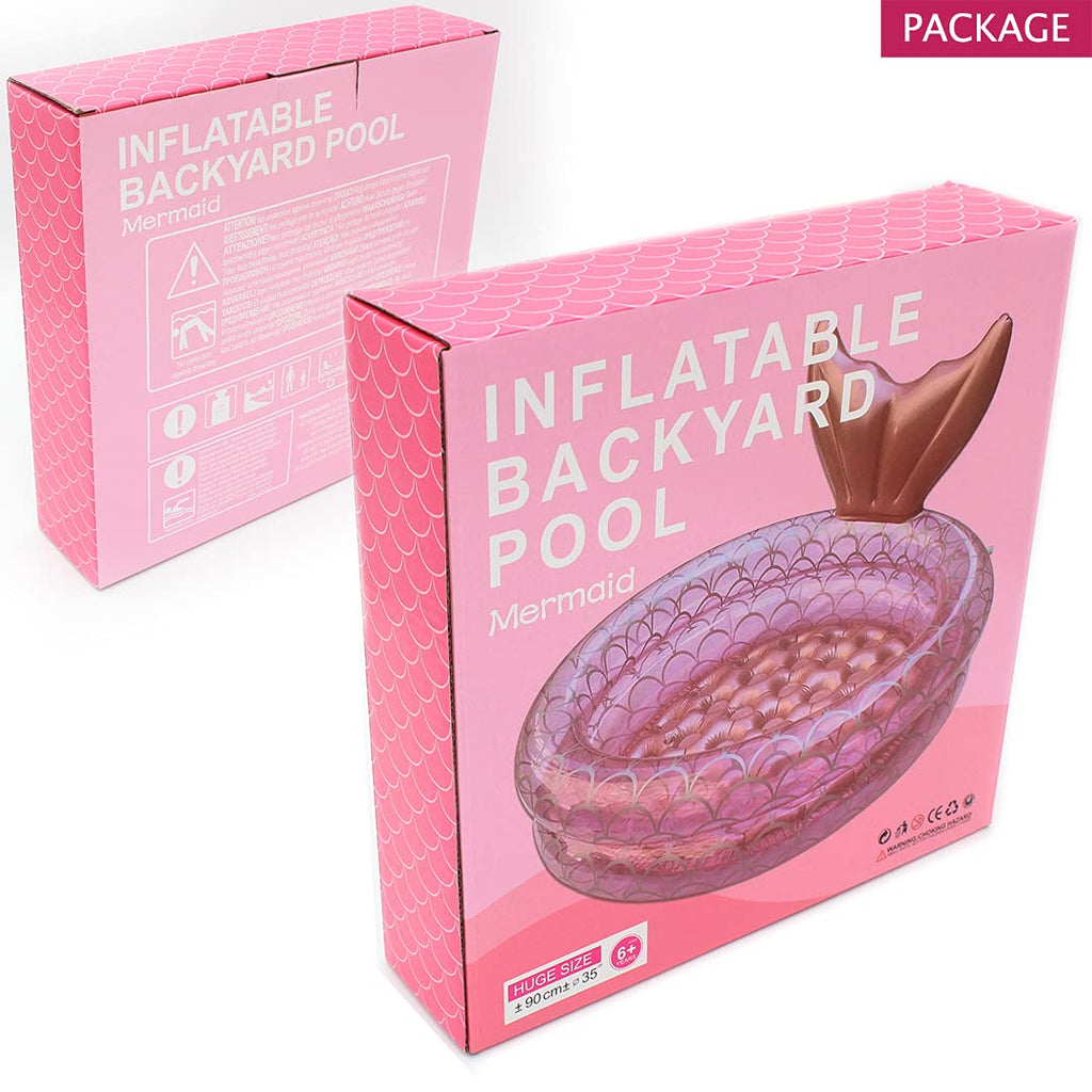 Benelet Inflatable Backyard Kiddie Mermaid Pools, Garden Round Swimming Pool For Kids, Kiddie Paddling Pool Indoor&Outdoor Baby