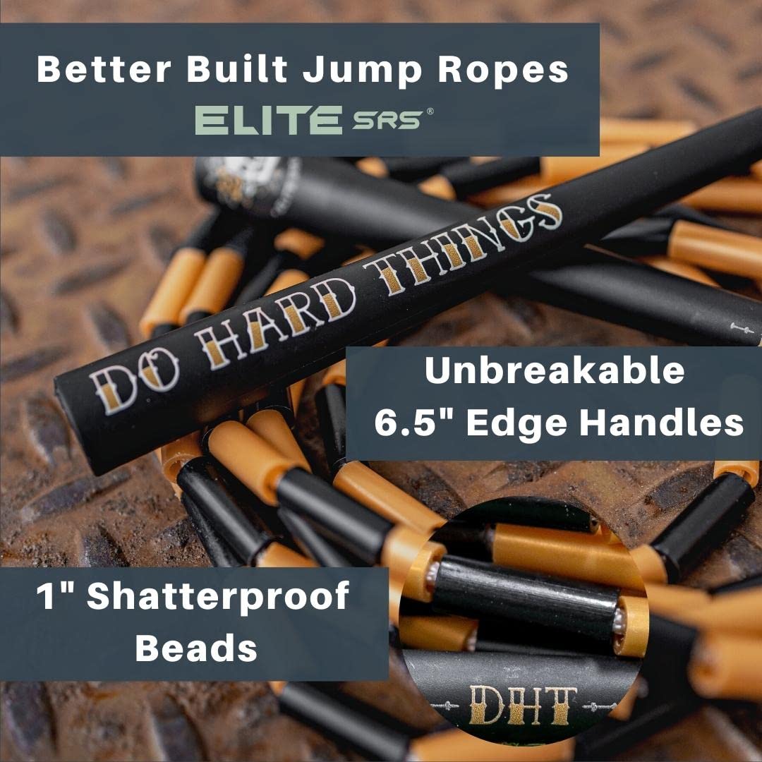 Elite Srs, Do Hard Things Beaded Jump Ropes For Fitness - Unbreakable 6.5'' Edge Handles With 1'' Shatterproof Plastic Beads - I