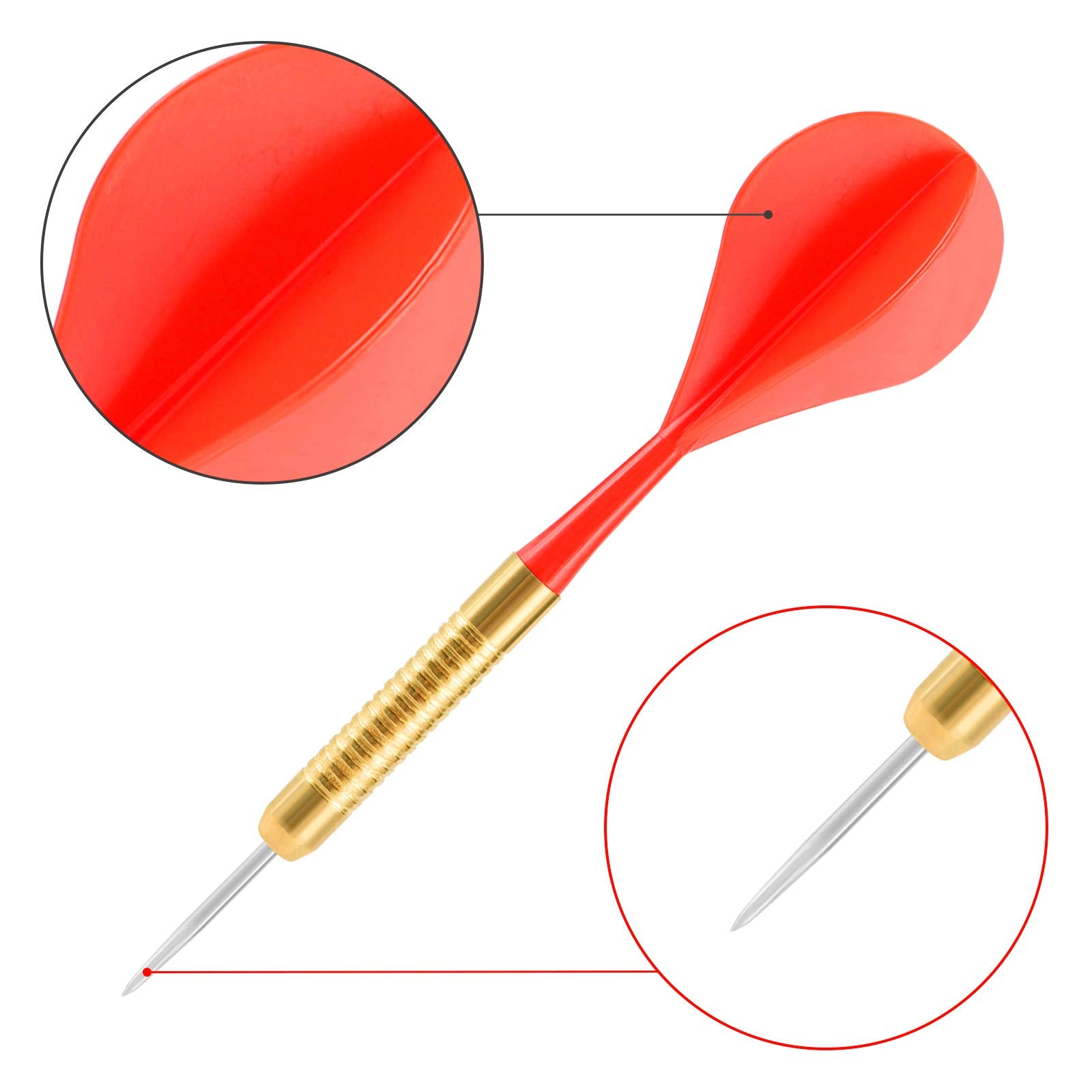 Accmor 12 Pcs Steel Tip Darts, Bar Dart, Darts Metal Tip Set, Metal Darts For Dartboard