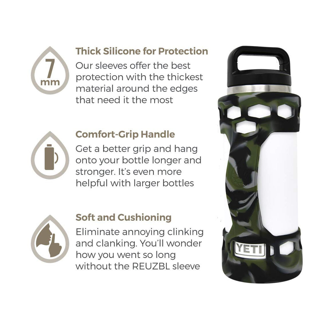 Reuzbl Bottle Bumper Silicone Boot Sleeve Protector Accessories With Handle For Yeti 36 Oz Stainless Steel Water Bottles