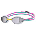 Arena Unisex Adults Python Racing Swim Goggles For Men And Women Anti-Fog Mirror Lens Max Comfort Dual Strap, Silver/White/Fuchs