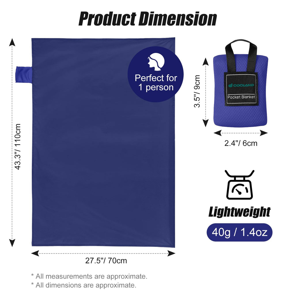 Odoland Beach Picnic Blanket, 43.3 X 27.5 Sandproof Waterproof Outdoor Pocket Blanket With Portable Bag, Foldable Lightweight Sa