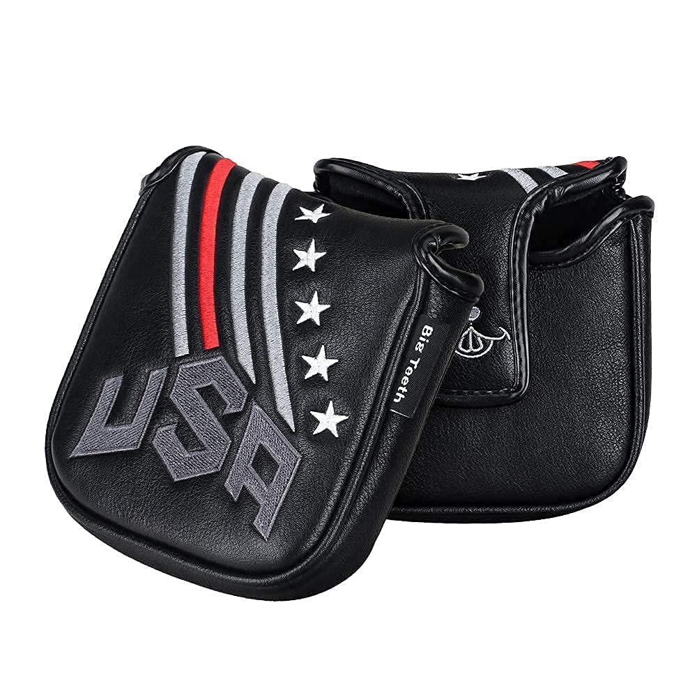 Big Teeth Golf Putter Cover Square Half Heel Shaft Mallet Putter Head Covers Usa Stripe And Star Fit For Most Brand Golf Putters