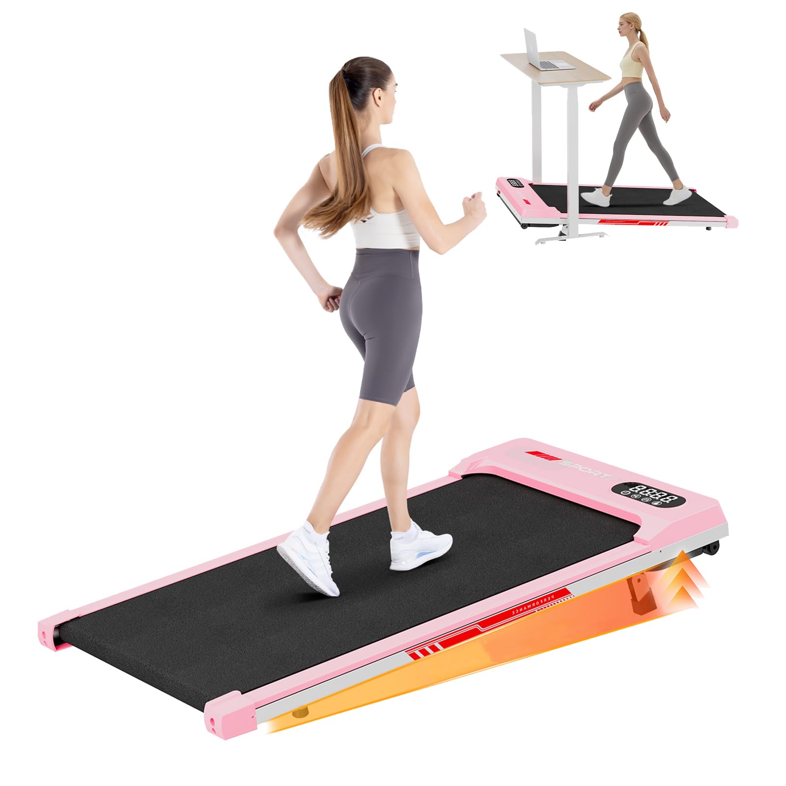 Gywowken Walking Pad With 5% Incline, Under Desk Portable Treadmill For Home Office 4 In 1, Ultra Quiet