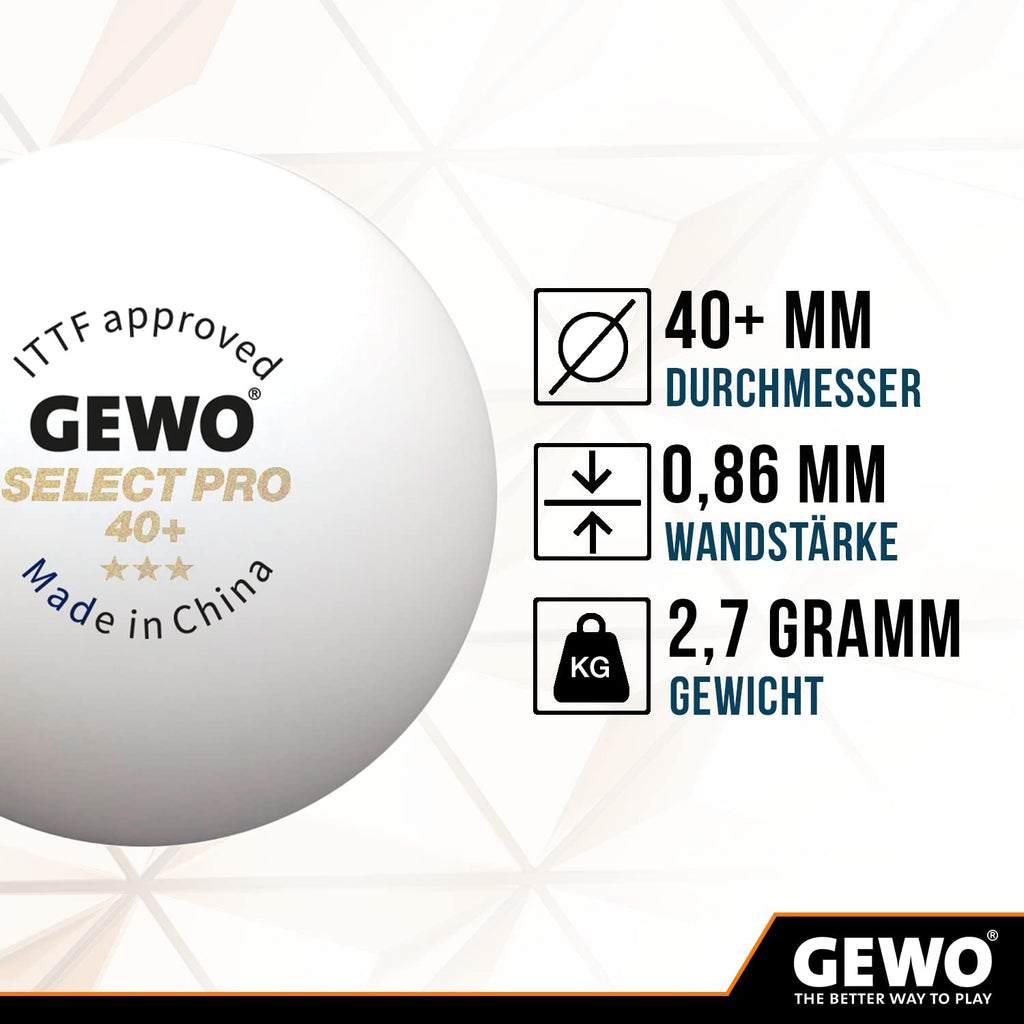 Gewo Select Pro 40 Plus Abs Table Tennis Ball - 6 Pack