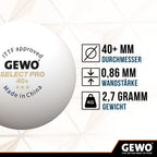 Gewo Select Pro 40 Plus Abs Table Tennis Ball - 6 Pack