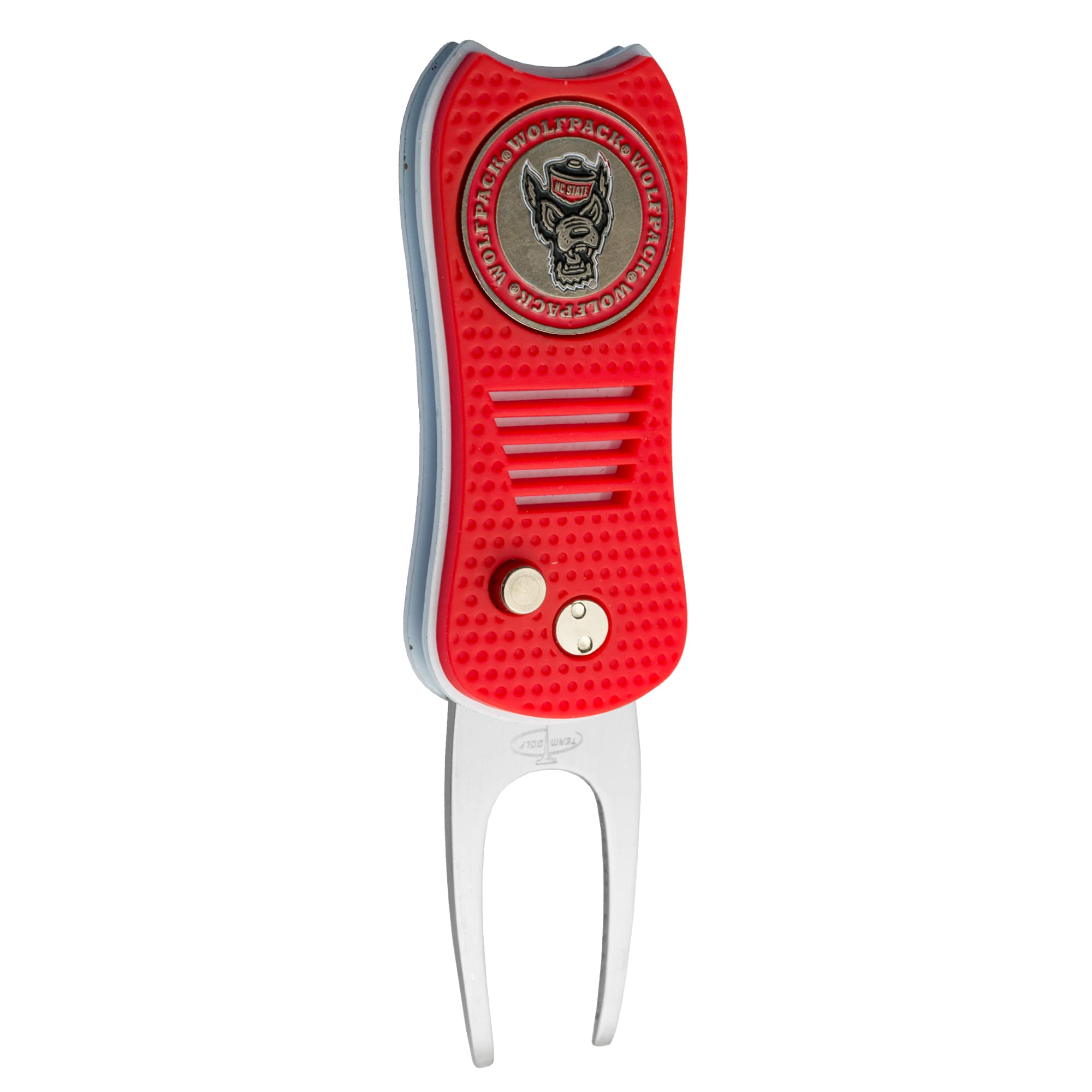 Team Golf Ncaa Nc State Wolfpack Retractable Divot Tool With Double-Sided Magnetic Ball Marker, Features Patented Single Prong D